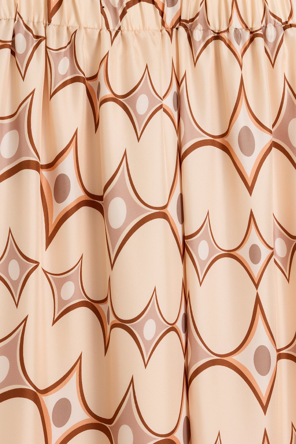 Japon Bahçesi Bej Tivil İpek Pantolon