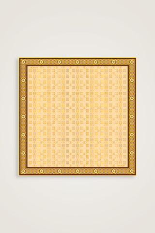 Noor Kare Sarı Tivil İpek Eşarp 90x90
