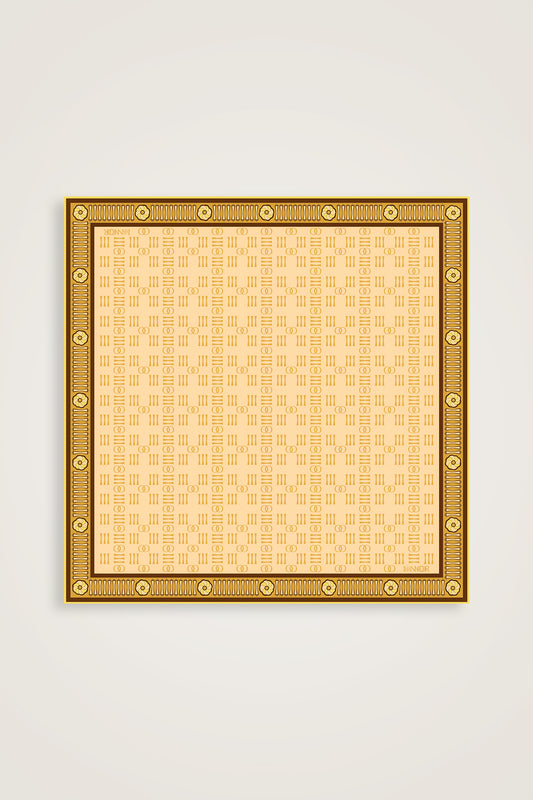 Noor Kare Sarı Tivil İpek Eşarp 90x90