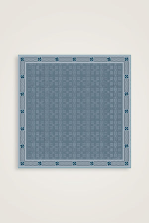Noor Kare Gri Monogram Baskı Tivil İpek Eşarp 90x90