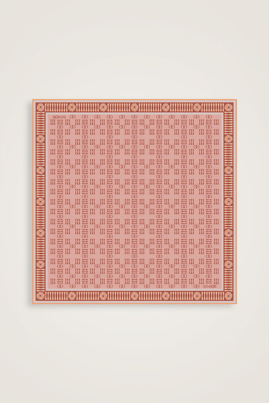 Noor Kare Gül Kurusu Tivil İpek Eşarp 90x90