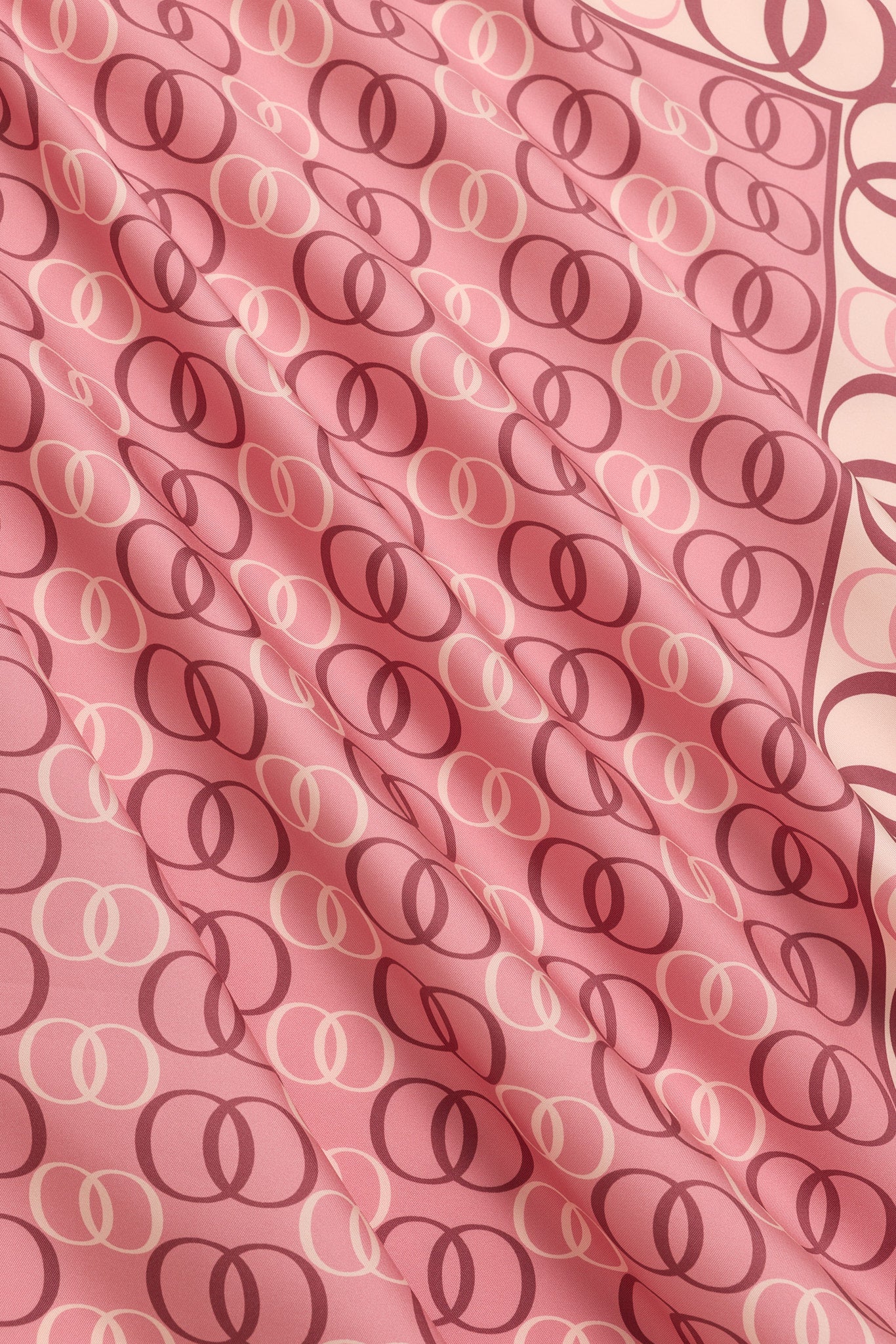Noor Yolu 2 Beyaz-Pembe Tivil İpek Eşarp 90x90