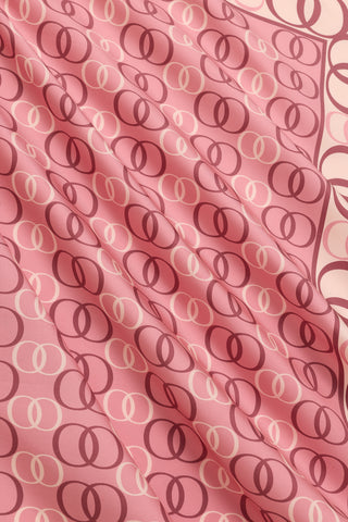 Noor Yolu 2 Beyaz-Pembe Tivil İpek Eşarp 90x90