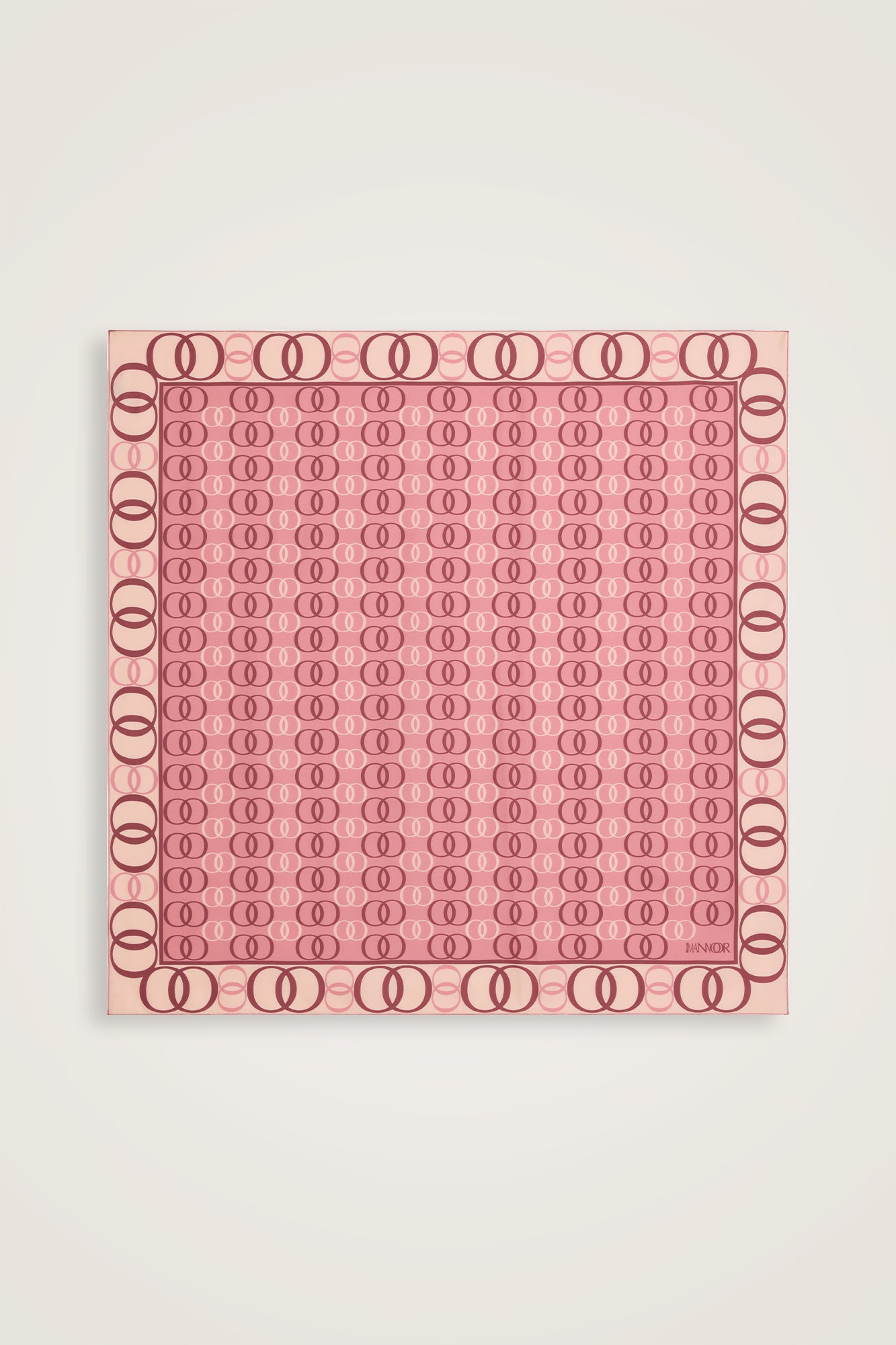 Noor Yolu 2 Beyaz-Pembe Tivil İpek Eşarp 90x90