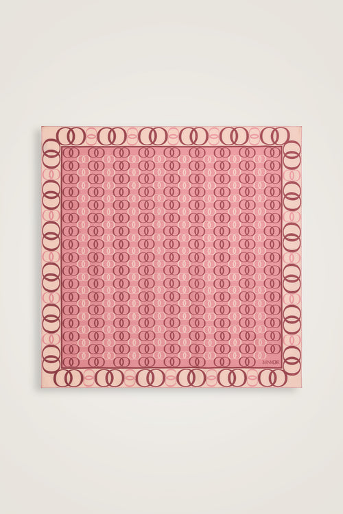Noor Yolu 2 Beyaz-Pembe Tivil İpek Eşarp 90x90