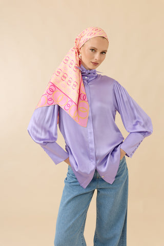 Noor Yolu 2 Şeker Pembe Tivil İpek Eşarp 90x90