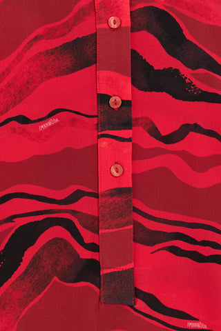 İmannoor Köpüklü Dalgalar Boğazlı İpek Bluz