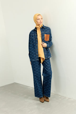 Lacivert Monogram Denim Pantolon