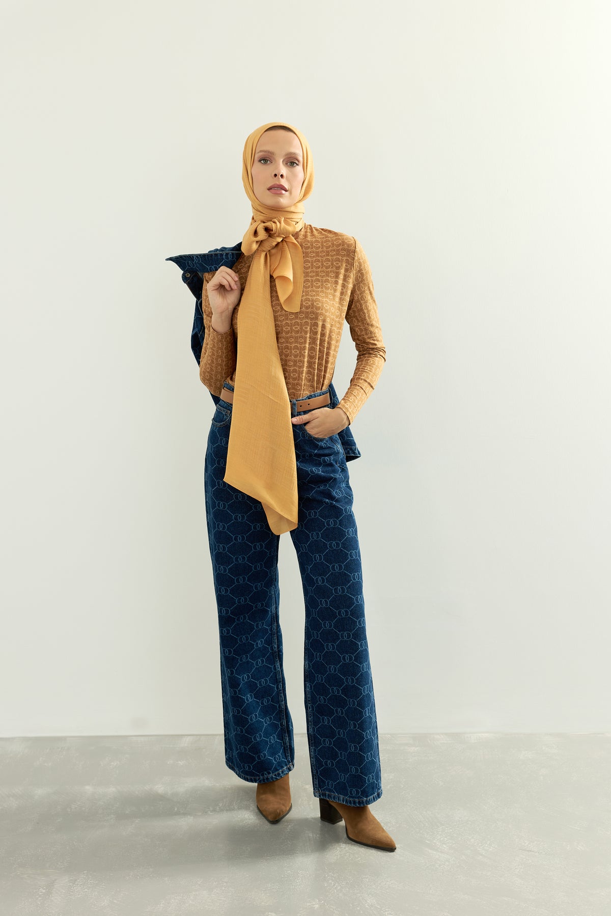 Lacivert Monogram Denim Pantolon