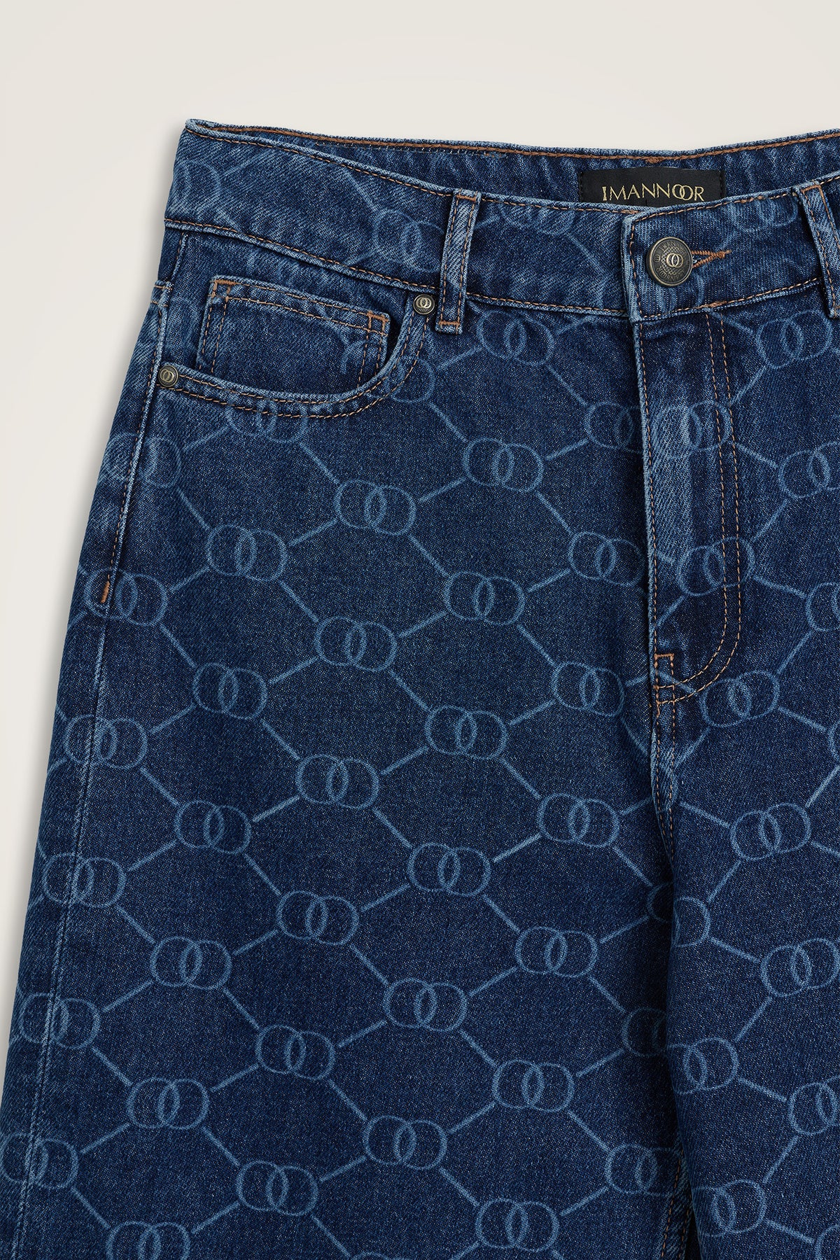 Lacivert Monogram Denim Pantolon