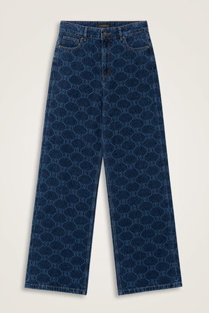 Lacivert Monogram Denim Pantolon