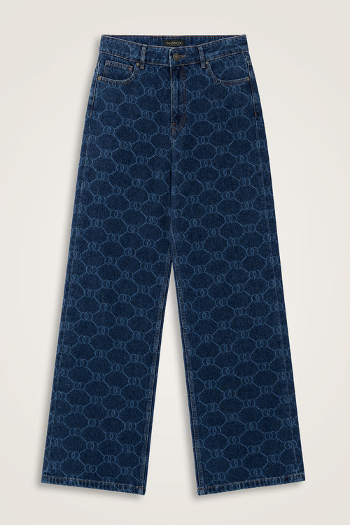 Lacivert Monogram Denim Pantolon