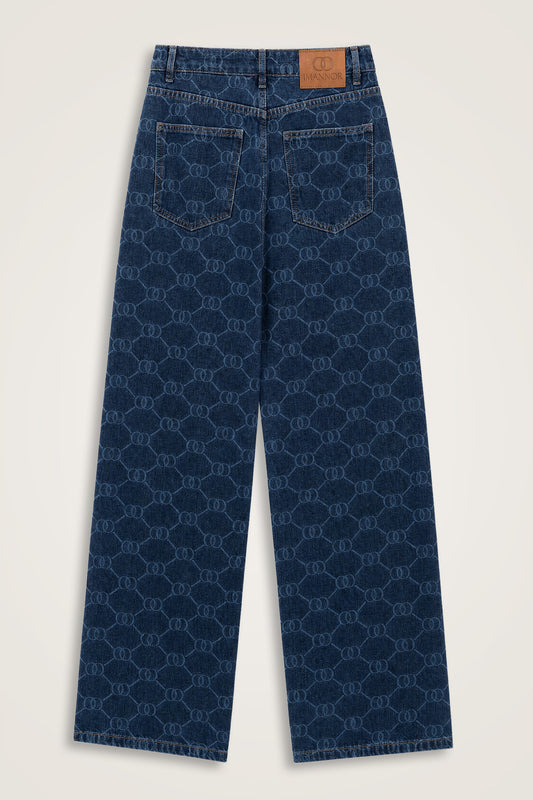 Lacivert Monogram Denim Pantolon