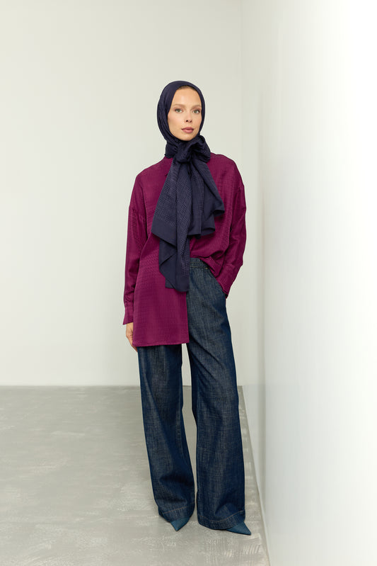 Lastikli Koyu Lacivert Denim Pantolon