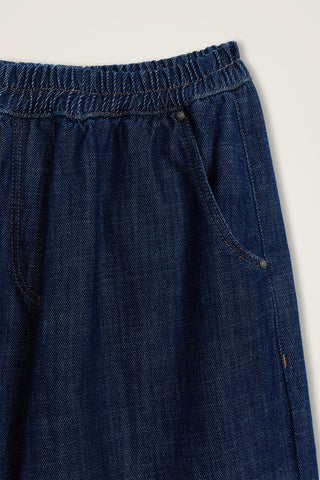 Lastikli Koyu Lacivert Denim Pantolon