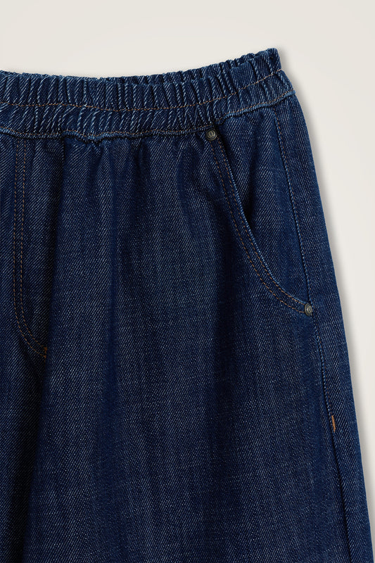 Lastikli Koyu Lacivert Denim Pantolon