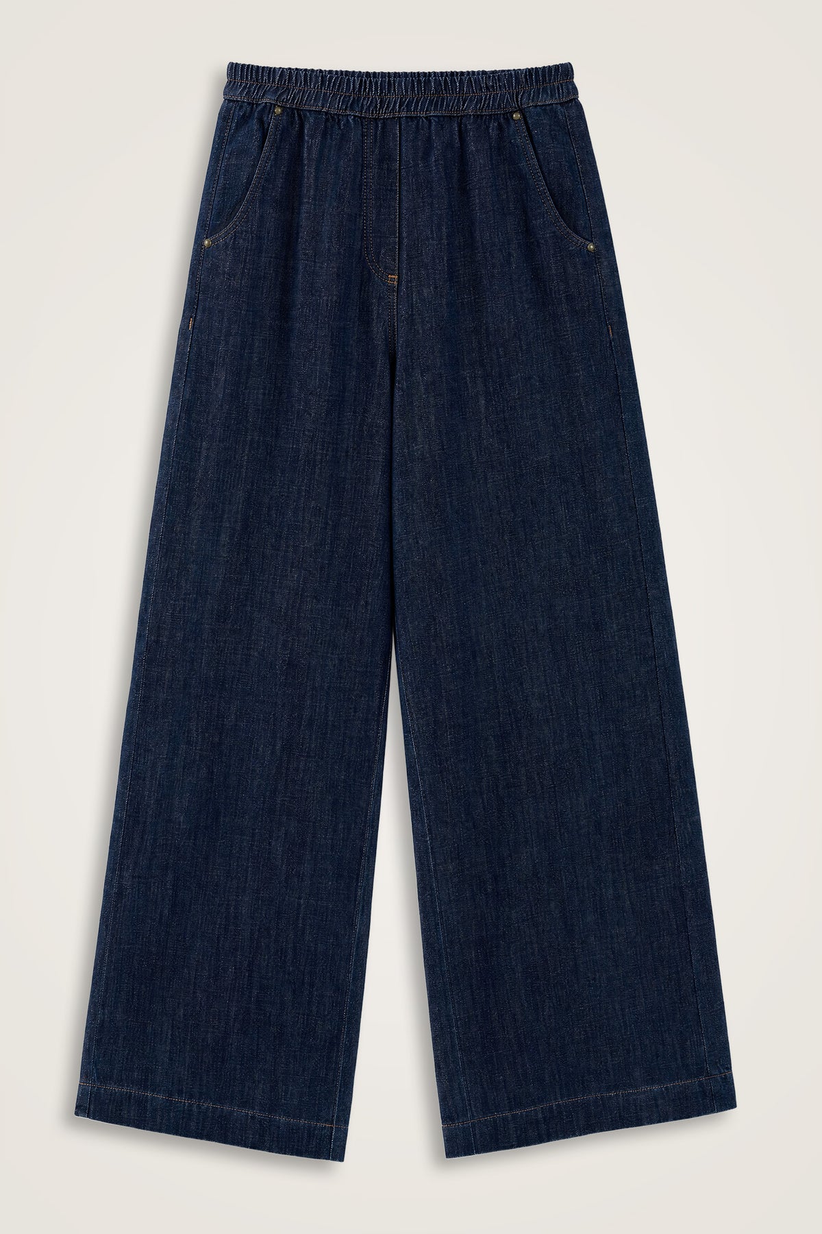 Lastikli Koyu Lacivert Denim Pantolon