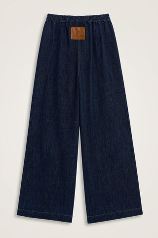Lastikli Koyu Lacivert Denim Pantolon
