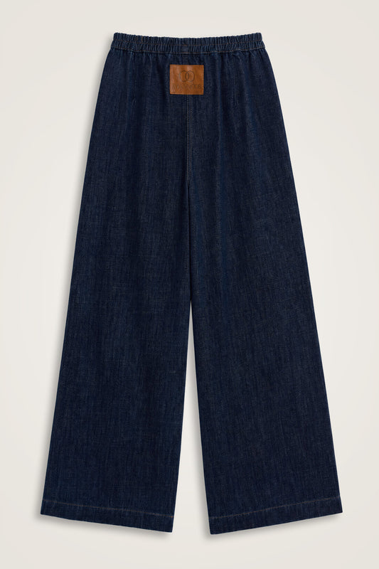 Lastikli Koyu Lacivert Denim Pantolon