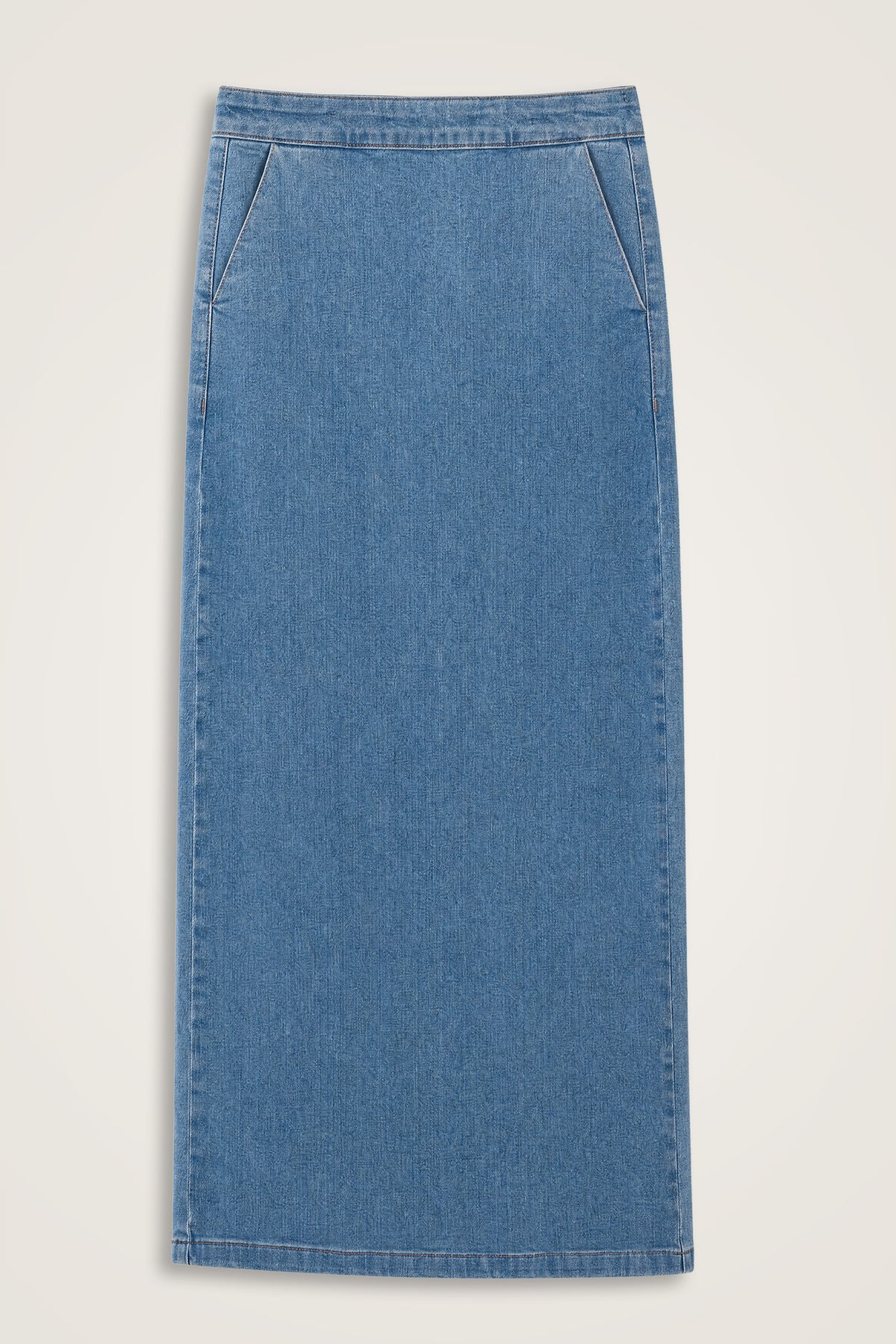 Cep Detaylı Açık Mavi Denim Etek