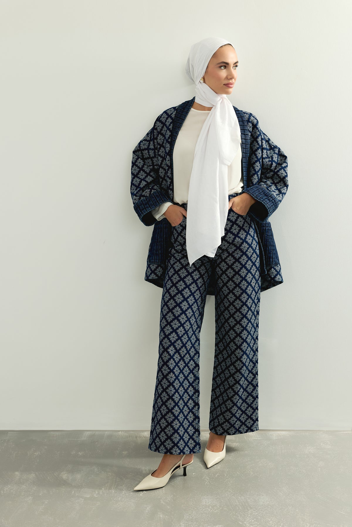 Lacivert Jakarlı Flared Denim Pantolon