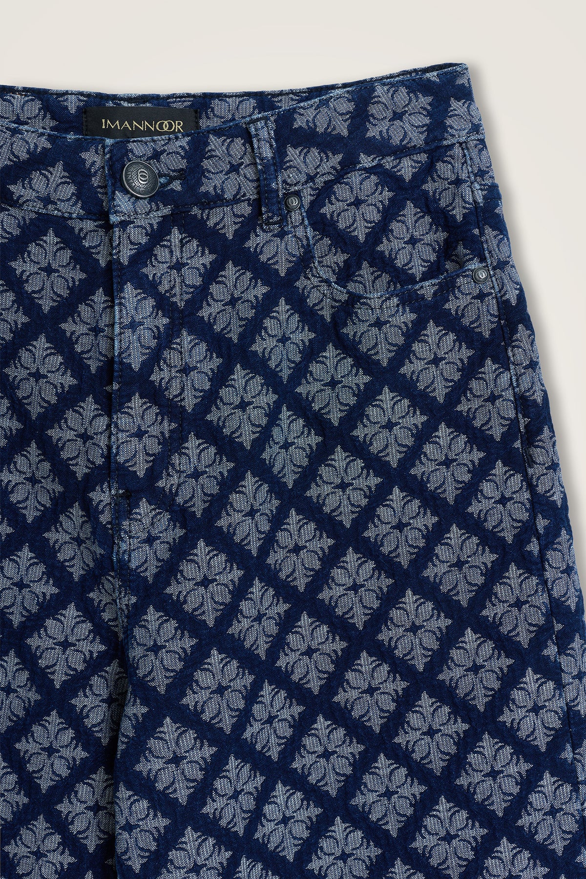 Lacivert Jakarlı Flared Denim Pantolon