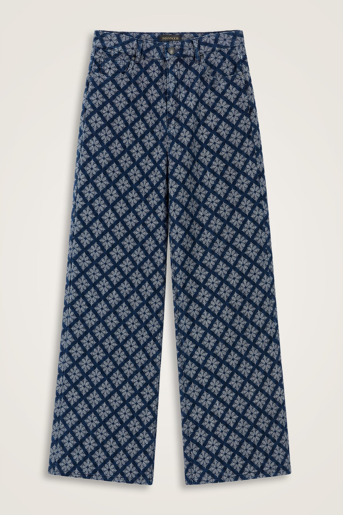 Lacivert Jakarlı Flared Denim Pantolon