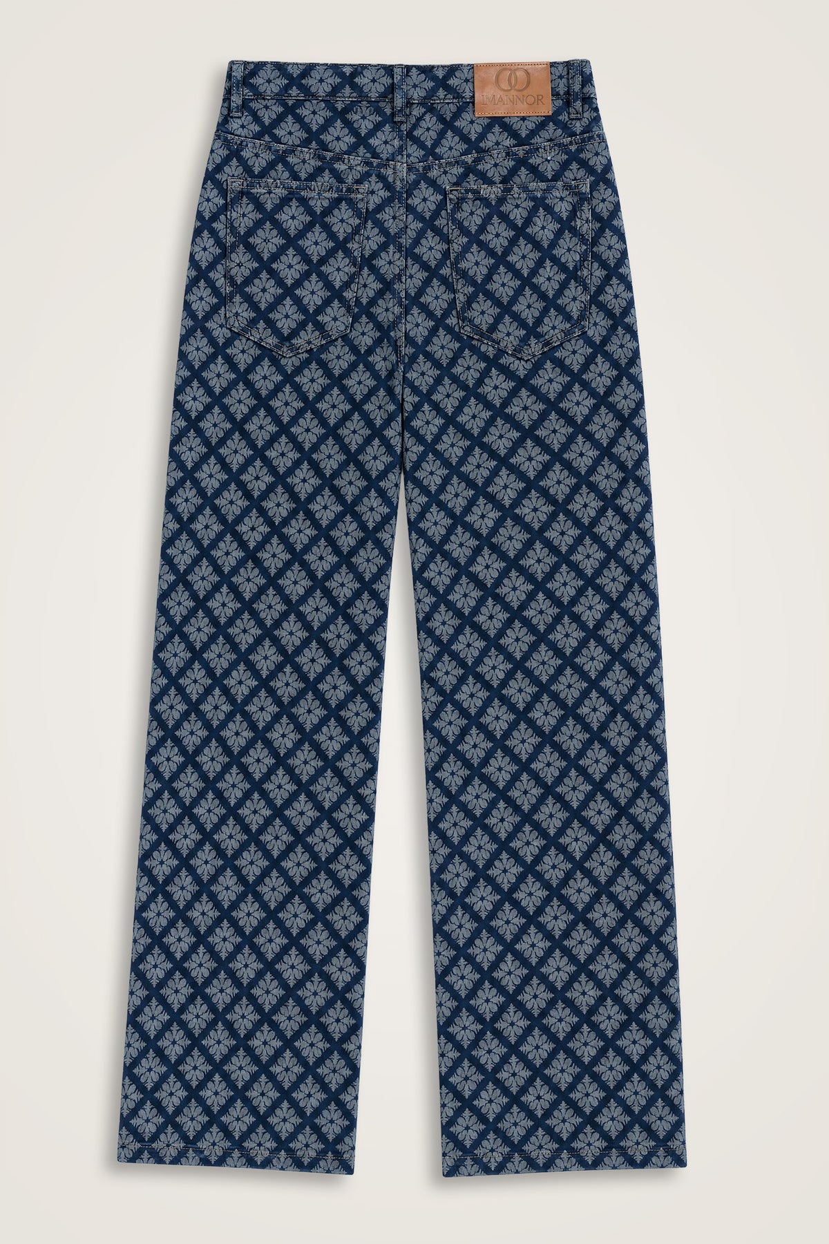 Lacivert Jakarlı Flared Denim Pantolon