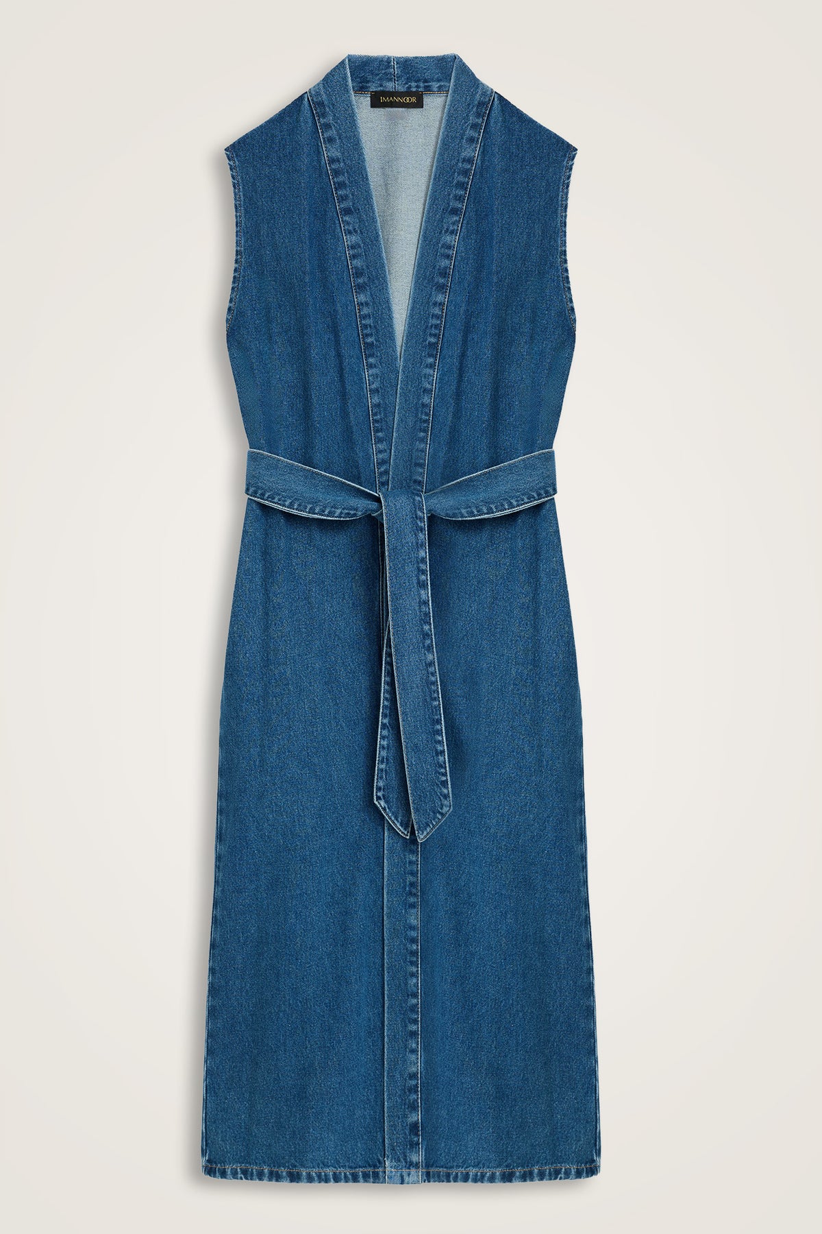 Dağ Ve Sakura Açık Mavi Sırt Detaylı Denim Yelek