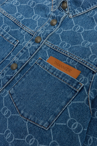 Monogram Açık Mavi Denim Gömlek