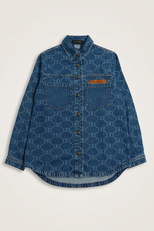 Monogram Açık Mavi Denim Gömlek