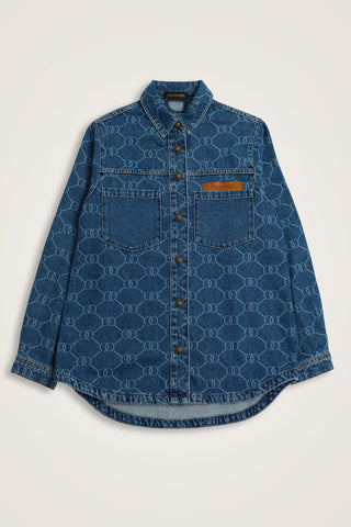 Monogram Açık Mavi Denim Gömlek