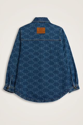 Monogram Açık Mavi Denim Gömlek