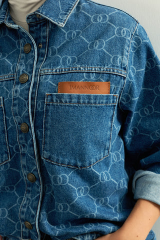 Monogram Açık Mavi Denim Gömlek