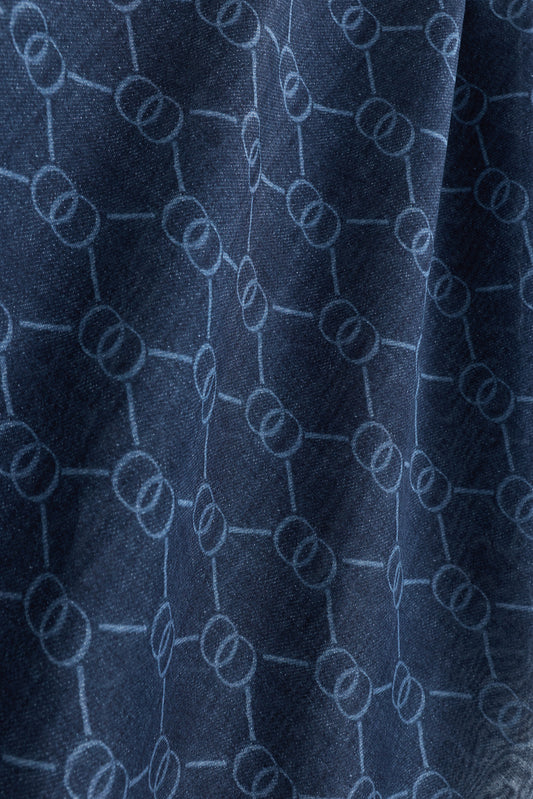 Petek Denim Renk Pamuk İpek Vual Şal 64x195