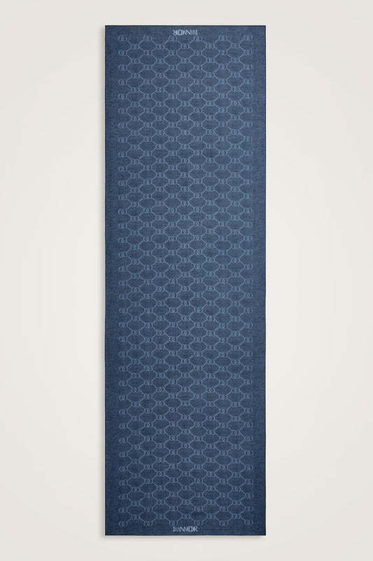 Petek Denim Renk Pamuk İpek Vual Şal 64x195