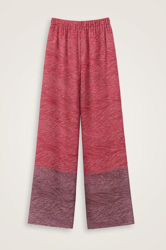 Dağ Ve Sakura Bordo Krep İpek Pantolon