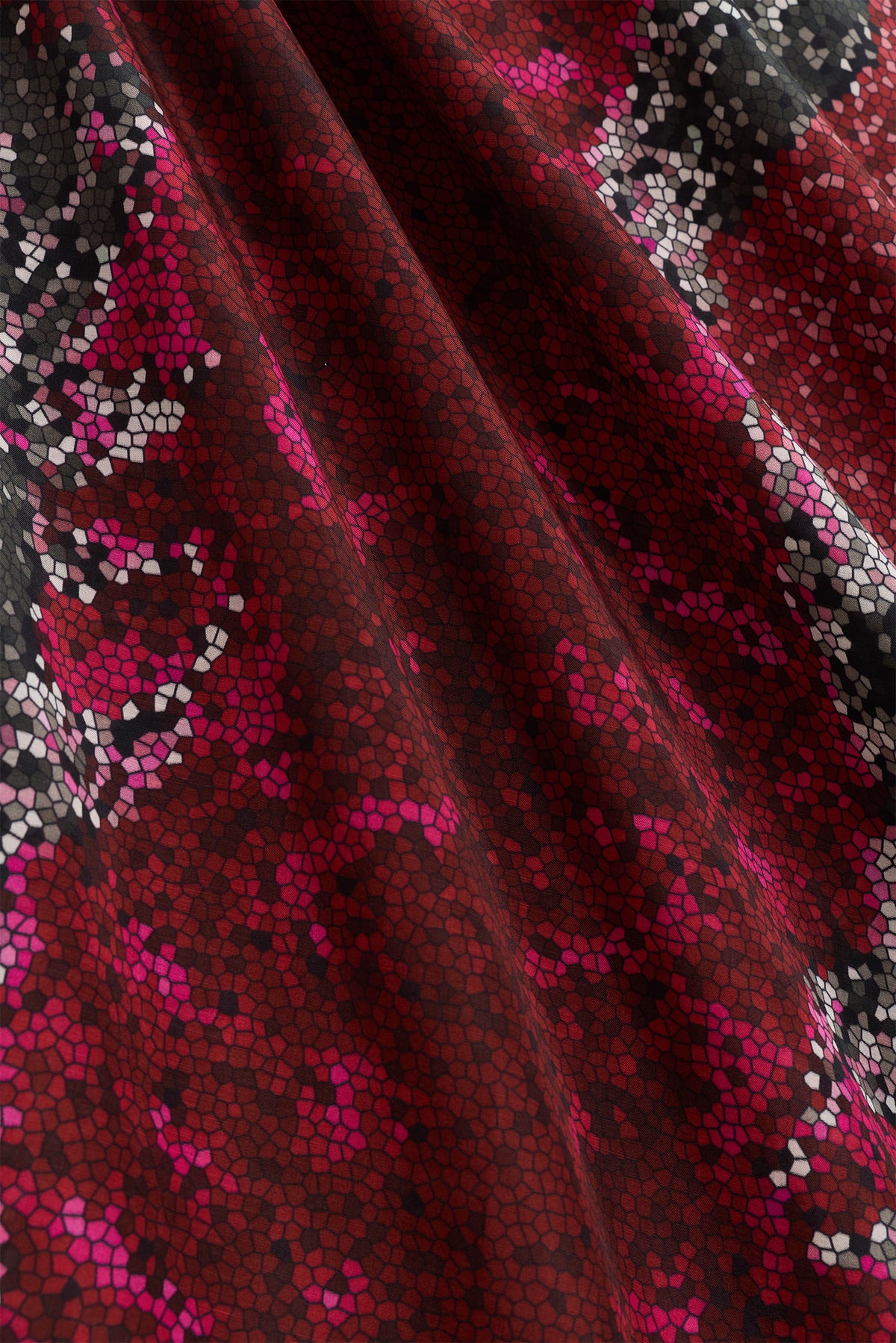 Fuji Dağı Bordo Pamuk Floş Şal 70x210