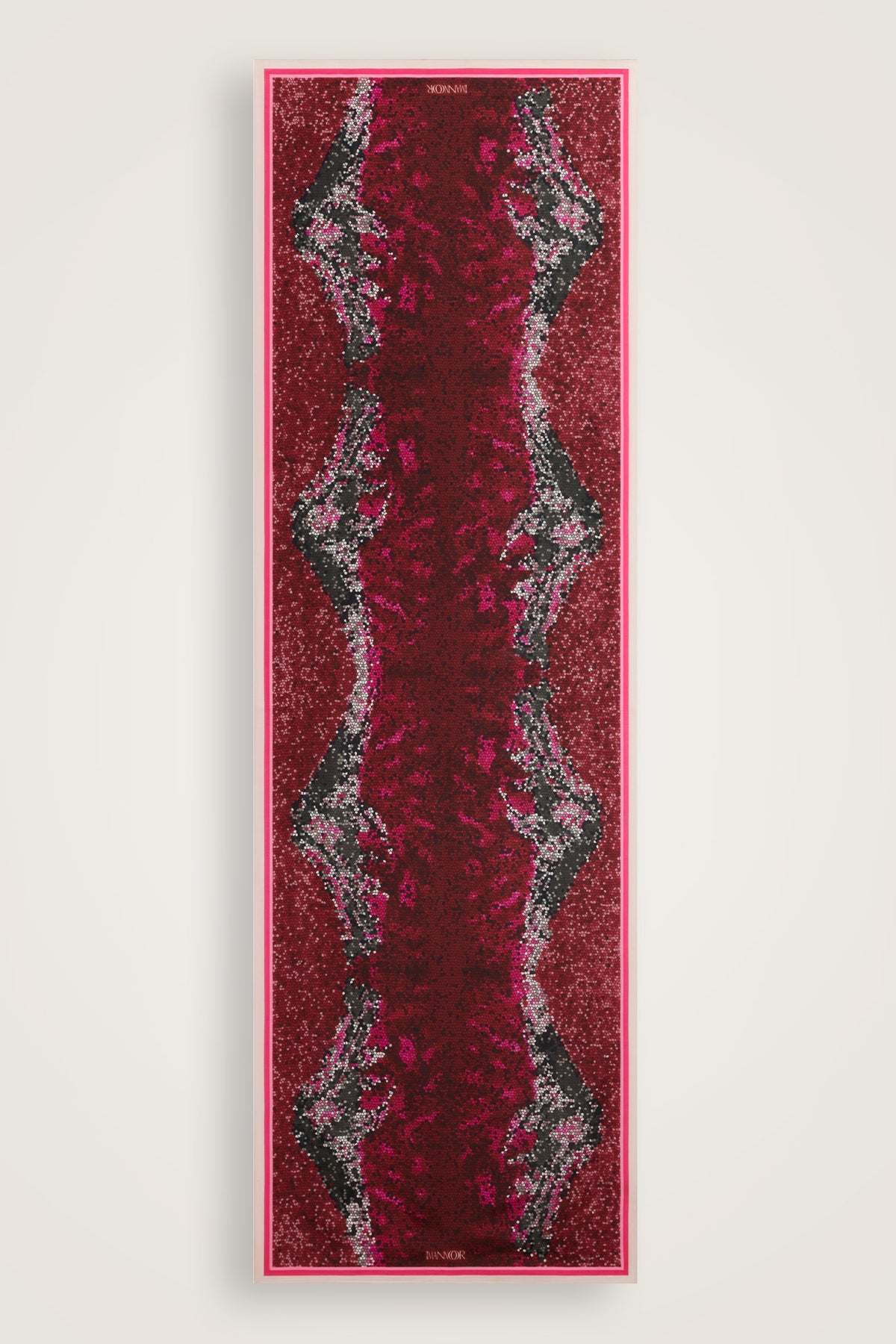 Fuji Dağı Bordo Pamuk Floş Şal 70x210