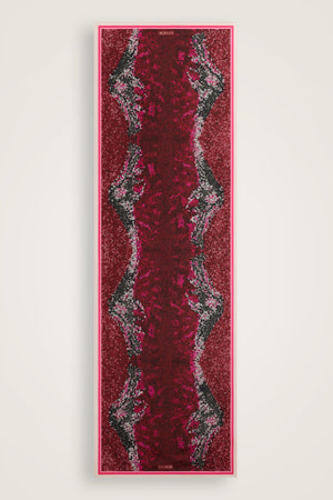 Fuji Dağı Bordo Pamuk Floş Şal 70x210