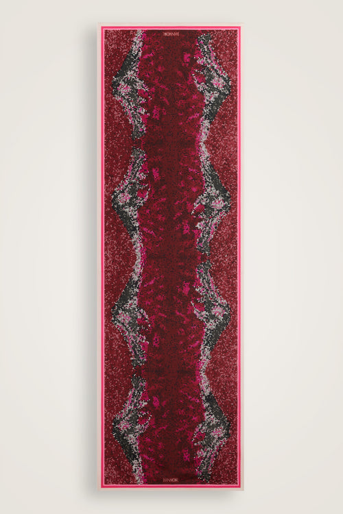 Fuji Dağı Bordo Pamuk Floş Şal 70x210