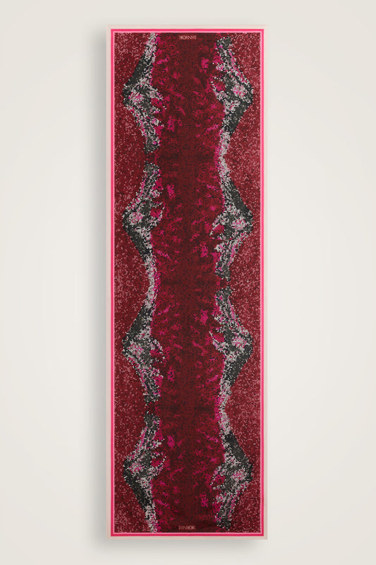 Fuji Dağı Bordo Pamuk Floş Şal 70x210