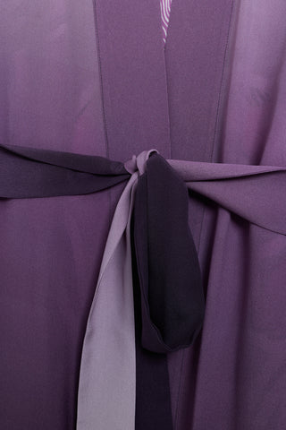Süsen Mürdüm Krep İpek Uzun Kimono