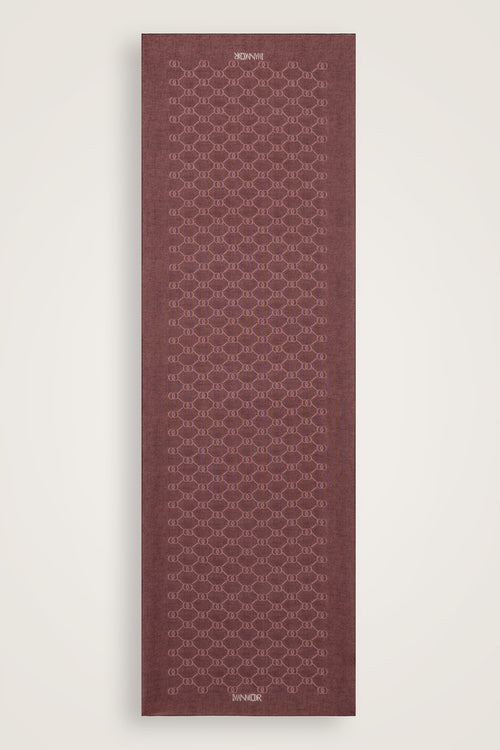 Petek Bordo Monogram Baskı Pamuk İpek Vual Şal 64x195