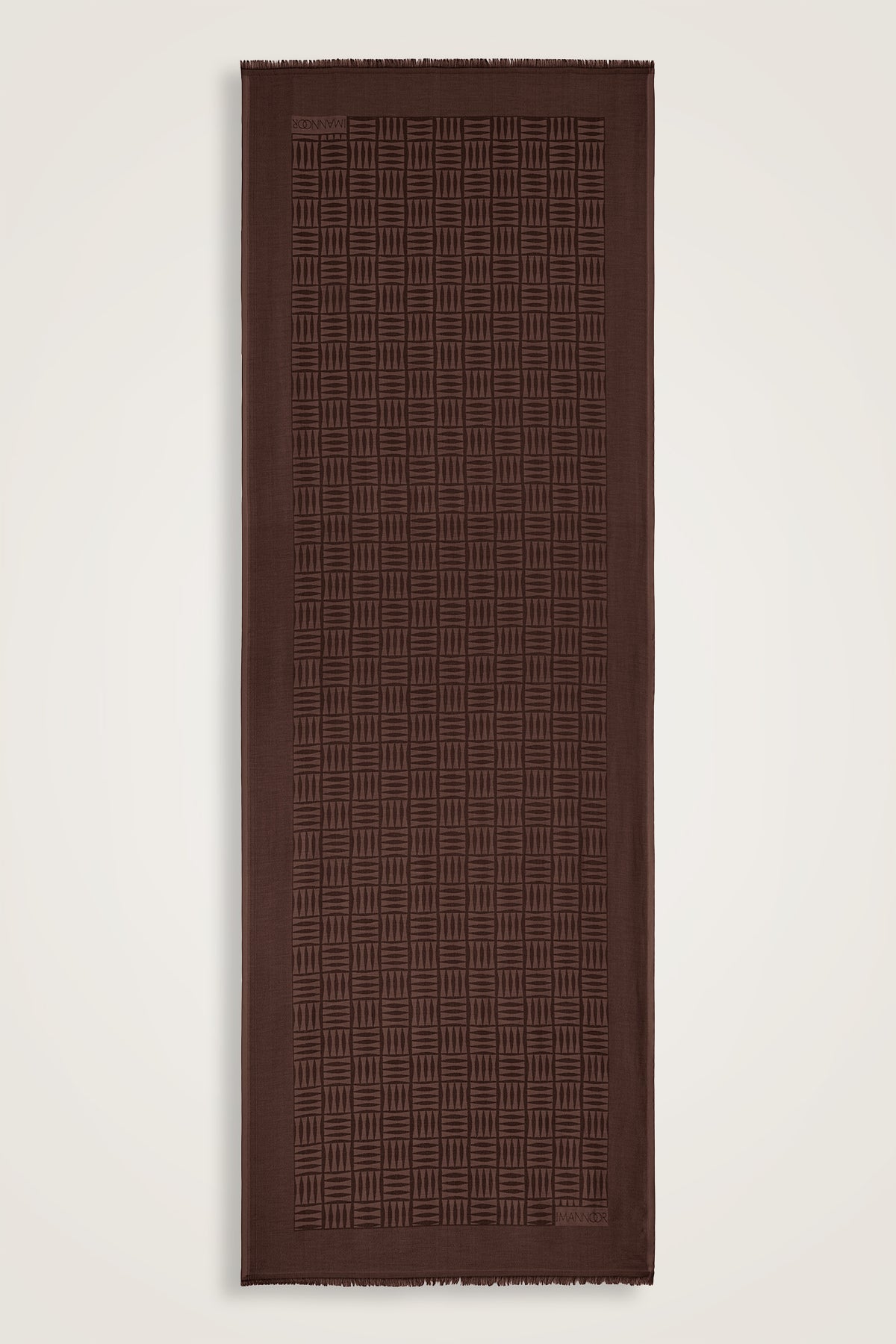 İman Kare Kahverengi İpek Şal 70x200
