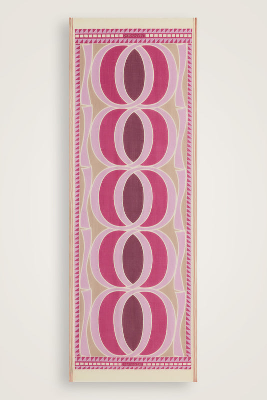 Dev Bambunoor Pembe Monogram Baskı Yün Şal 70x210