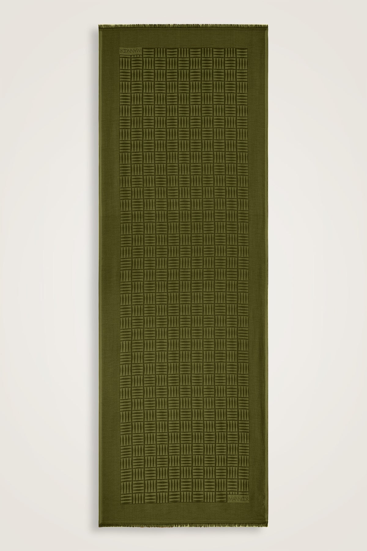 İman Kare Zeytin Yeşili İpek Şal 70x200