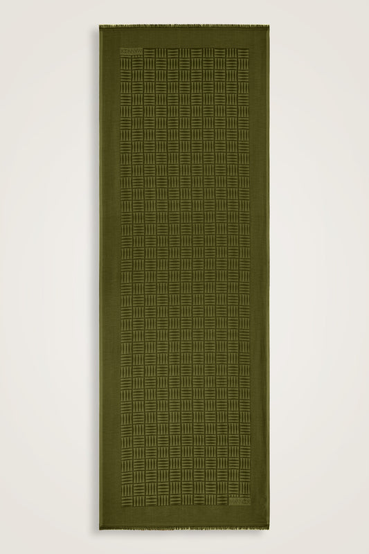 İman Kare Zeytin Yeşili İpek Şal 70x200