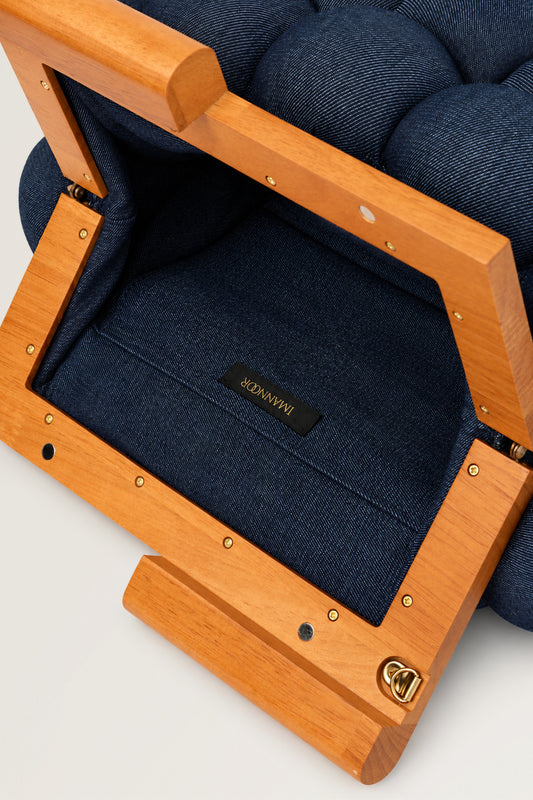 Denim El Yapımı Bulut Düz Renk Çanta