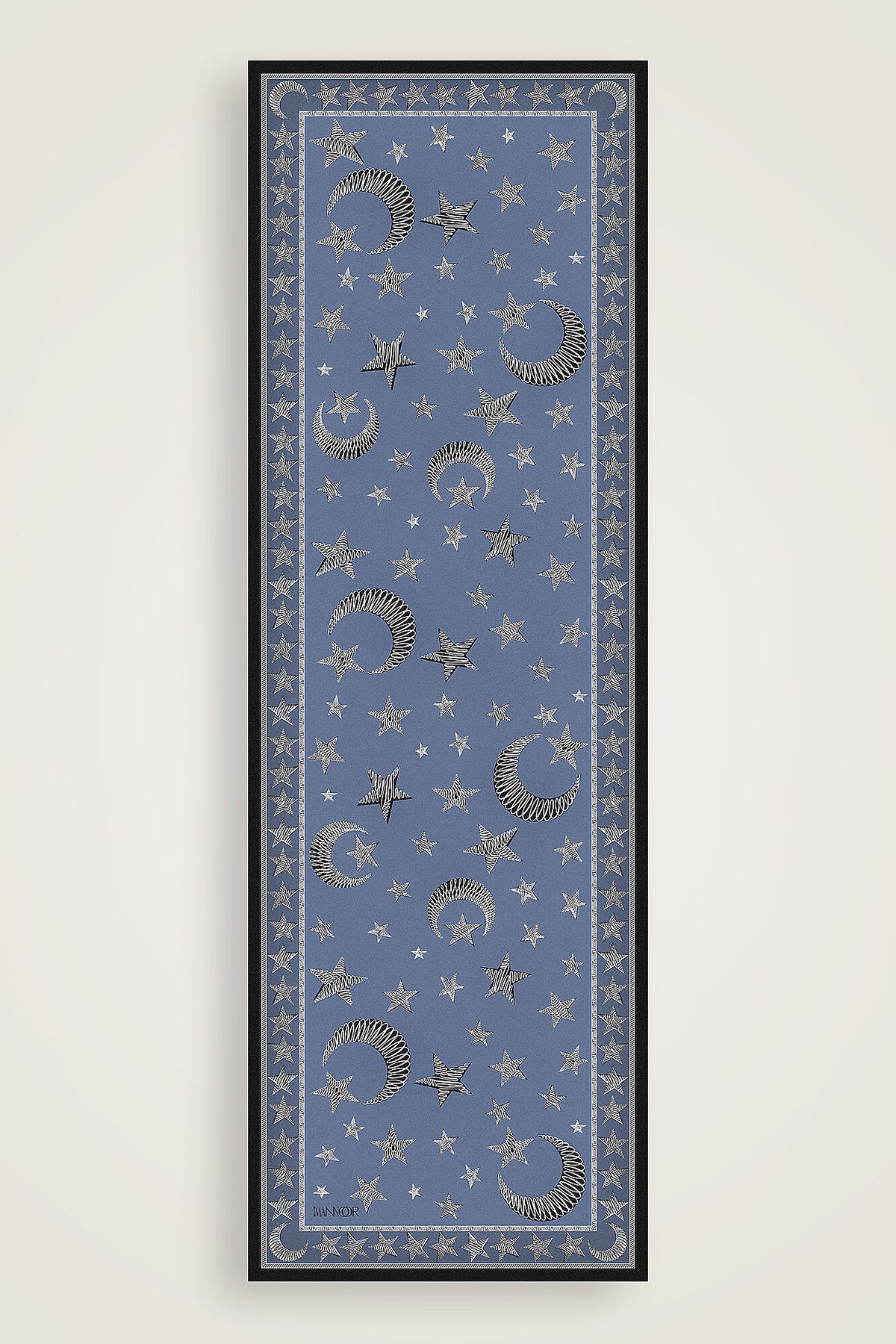 Ayla Yıldız Mavi Pamuk Floş Şal 70x210